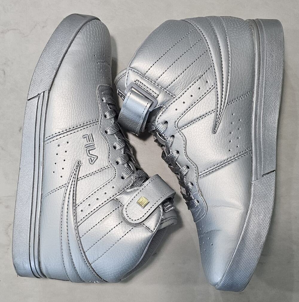 Fila Vulc 13 High Top Metallic Silver Sneakers Womens Size 9 5CM00102-050